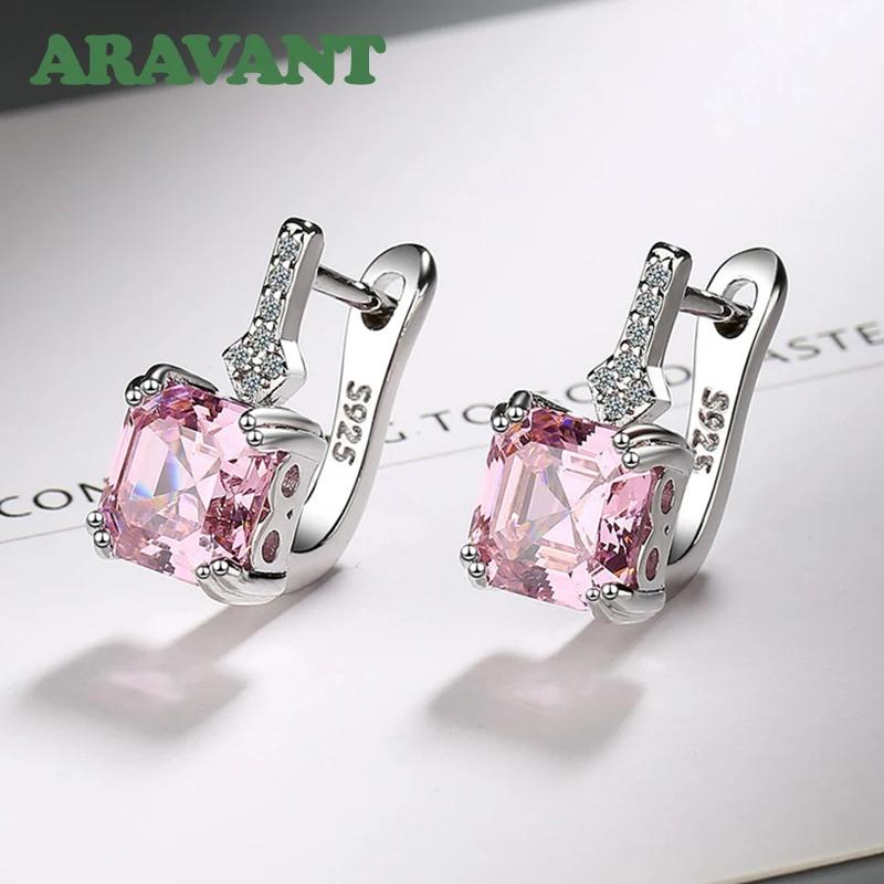Aravant-Boucles d'oreilles carrées en argent regardé 925 pour femme, bijoux fantaisie