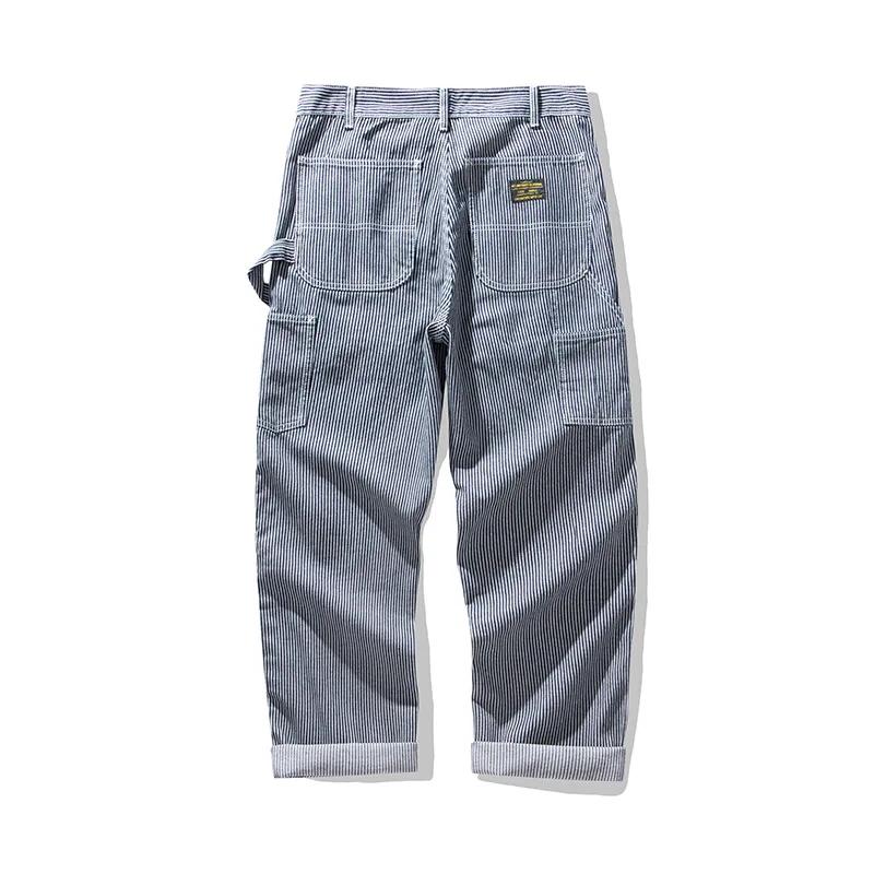 Jeans de chemin de fer rétro pour hommes, pantalons en denim dense, pantalons lourds, multi-poches, 