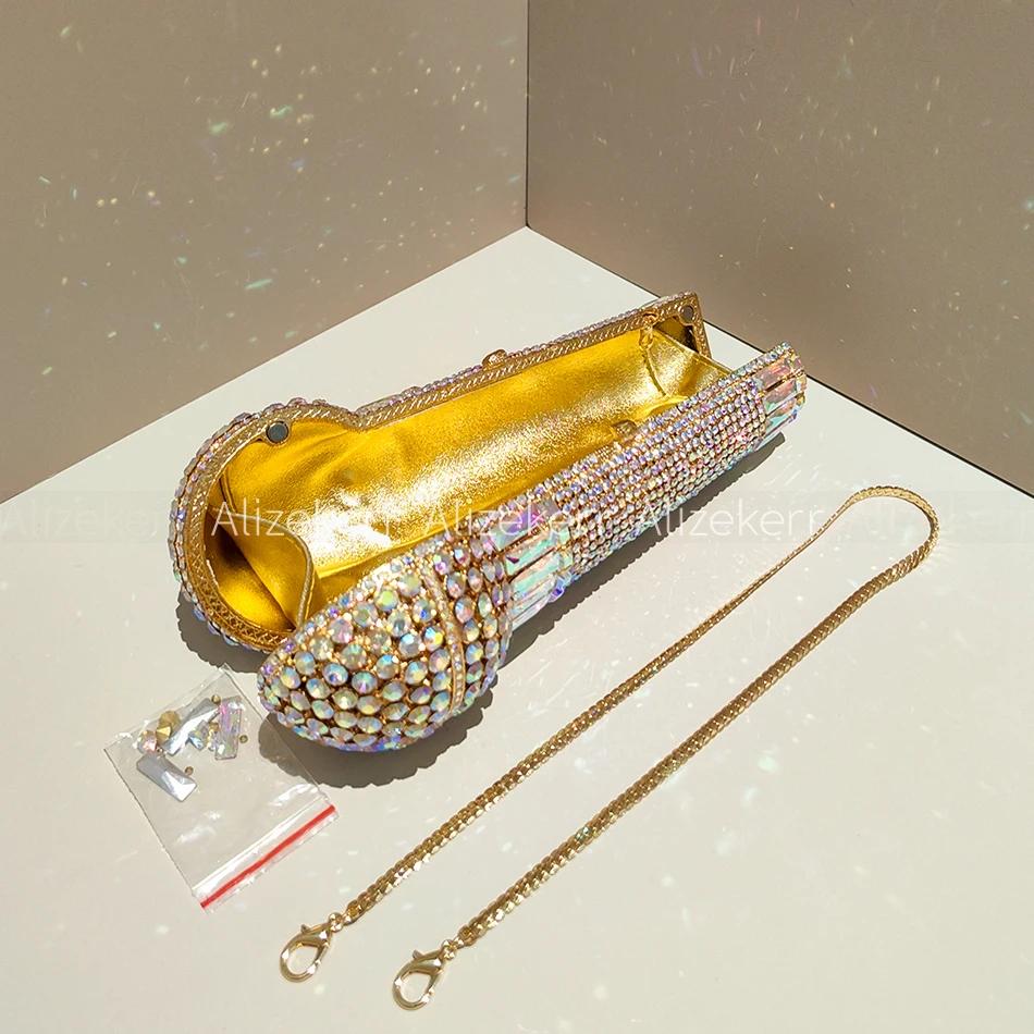 Alizekerr – sacs de soirée en strass en forme de Microphone pour femmes, magnifiques pochettes uniqu