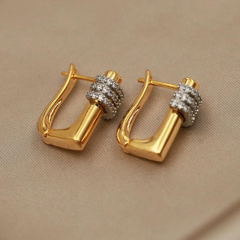 Boucles d'oreilles géométriques en cristal pour femmes, nouveau Design de vue, marque de mode, bijou