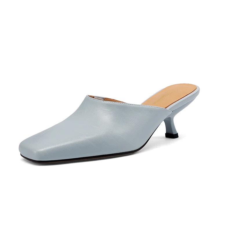 SmallHut Nouvelle Tendance Été Mules Femme en Cuir Fendu Sexy Motif Serpent Jaune Bleu Beige à Talon