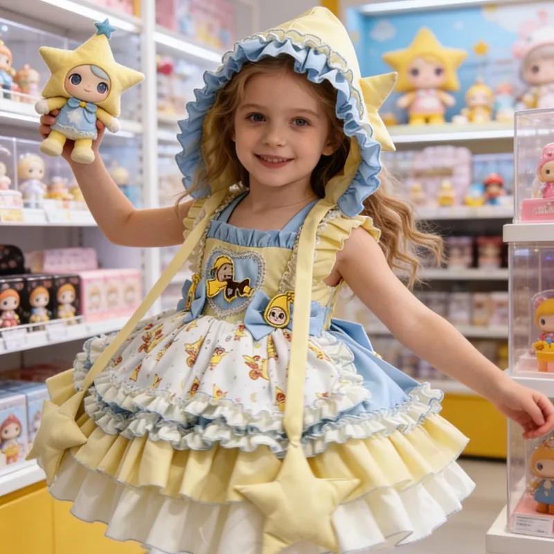 Robe de Soirée Lolita pour Filles Star Man, Robe de Mariage pour Filles de 3 à 10 Ans, Costume de Bo