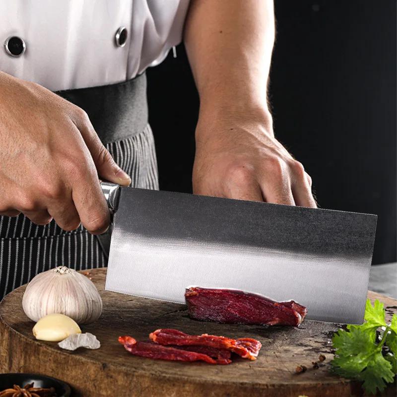 Couteau à trancher chinois forgé à la main, couperet de cuisine, couteau de boucher, viande, légumes