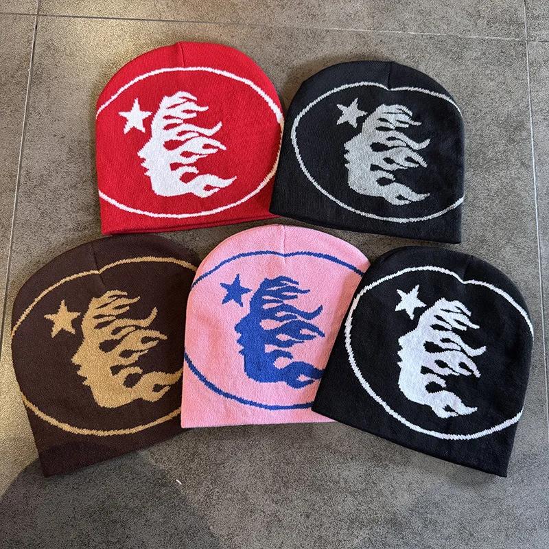 Bonnet tricoté à motif de visage, 1 pièce, casquette de crâne décontractée, chapeau de sport chaud p