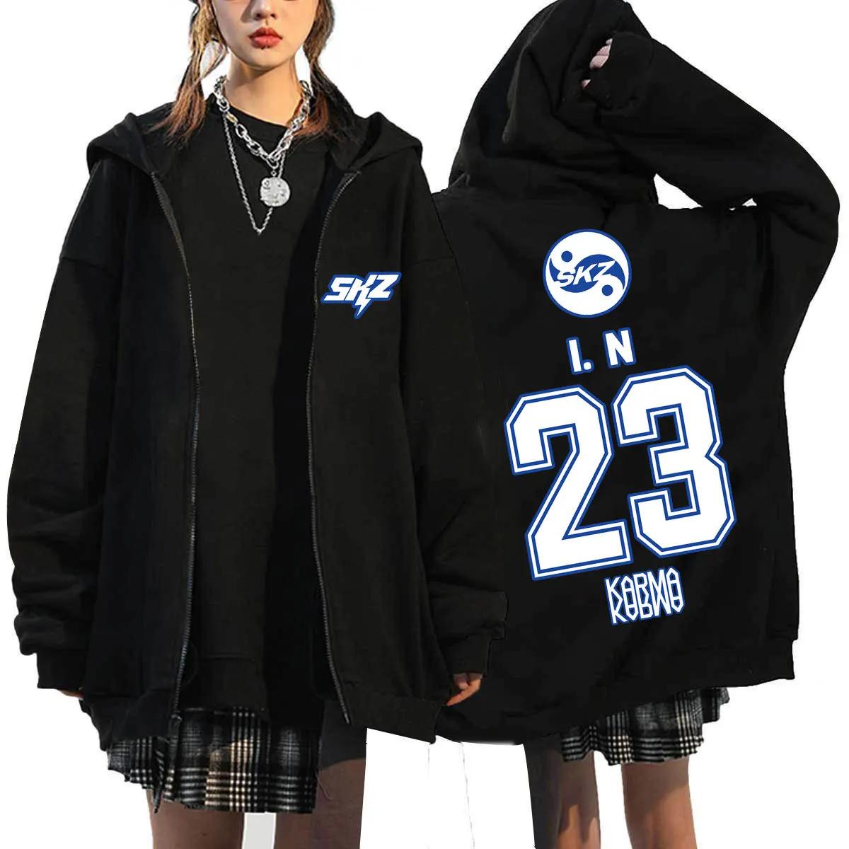 2025 hommes et femmes KPOP KARMA imprimé sweat à capuche zippé mode décontracté ample doublé polaire