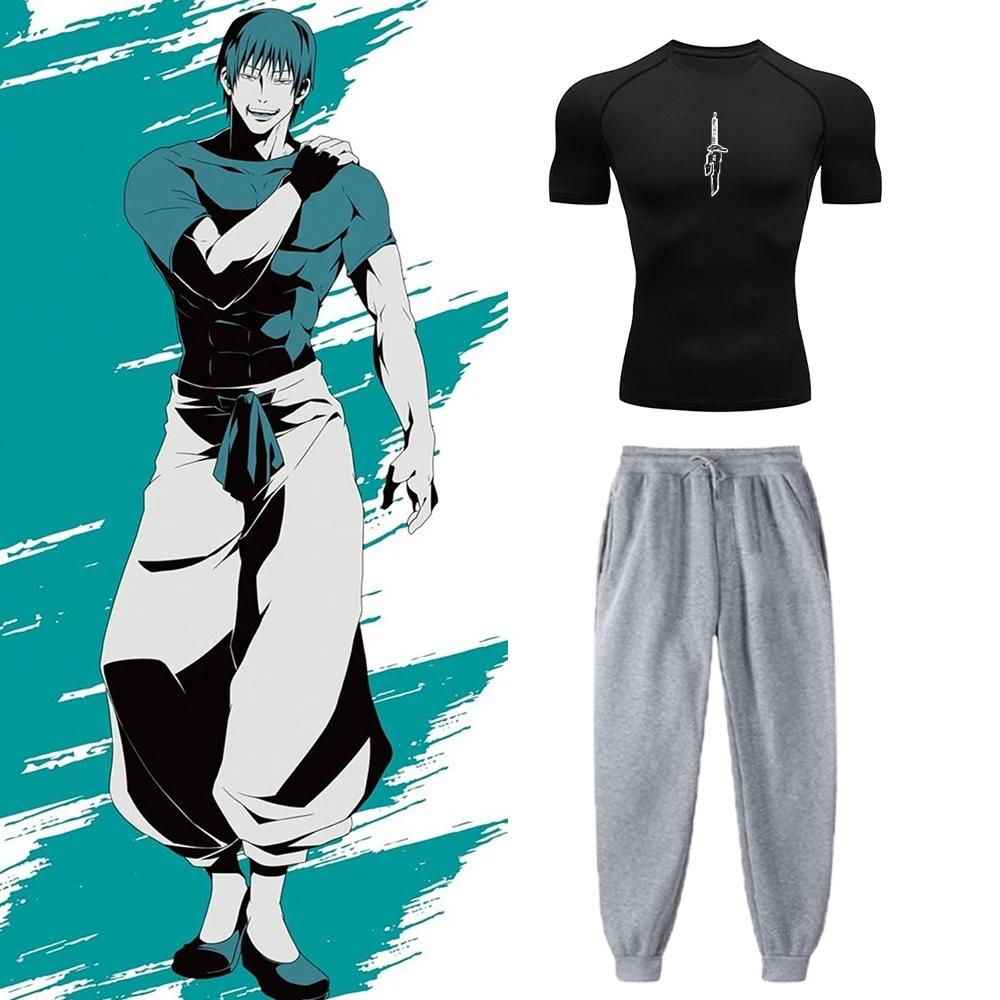 Ensemble de chemise de compression Anime Jujutsu Kaimmense Toji pour hommes, t-shirt à séchage rapid