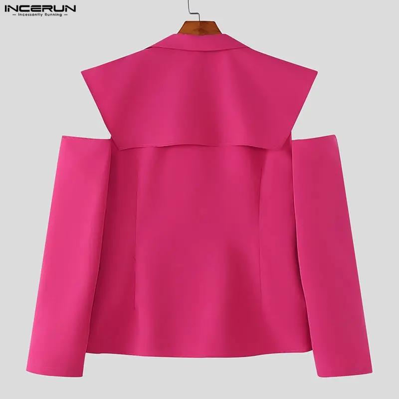 INCERUN hommes Blazer couleur unie revers à manches longues bouton décontracté homme costume Streetw