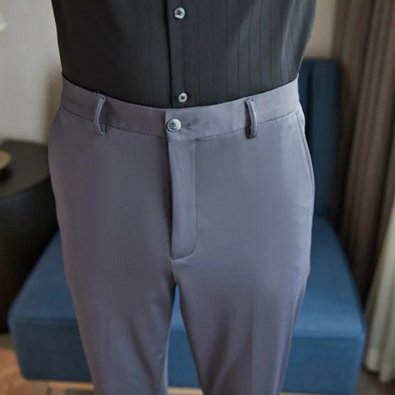 Pantalon d'été pour homme 29-42, fin, droit, extensible, décontracté, sans trace, sans repassage, ti