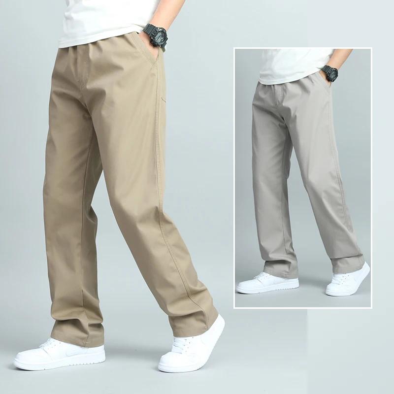 Grande taille hommes décontracté coton pantalon coupe ample pantalon droit Multi poche grand homme p