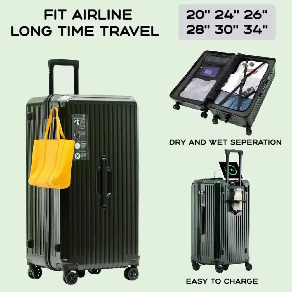 Porte-gobelet de grande capacité pour femmes et filles, valise à bagages, chargement USB, bagage à m