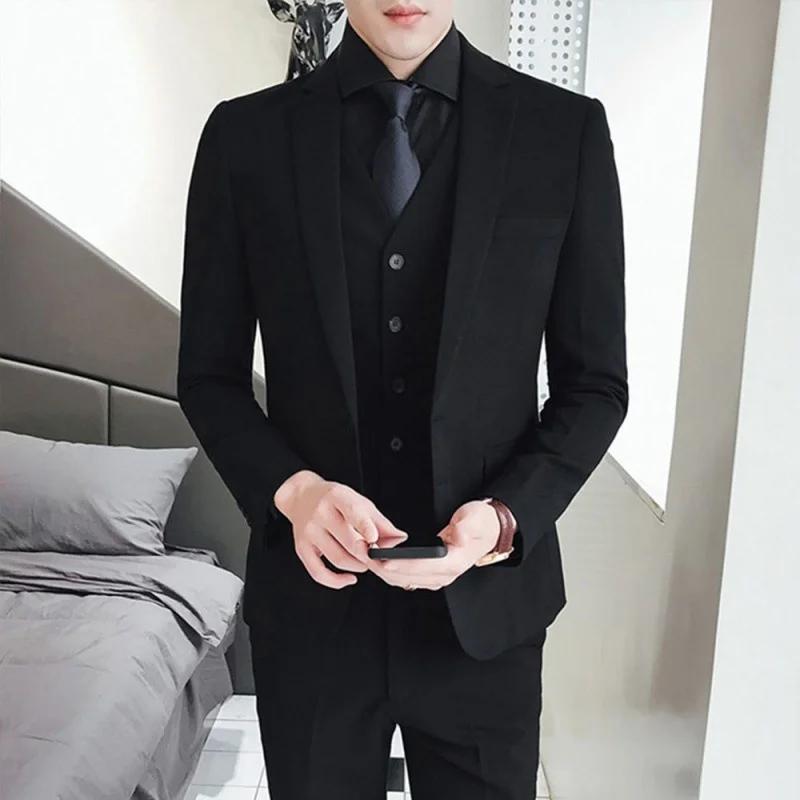 Nouveau Style costumes (Blazer + gilet + pantalon) hommes mode affaires mariage Gentleman complet en