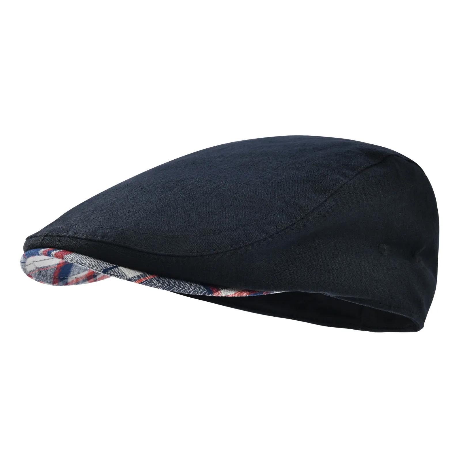 Jangoul hommes casquette plate doux Vintage lin chapeaux décontracté rétro gavroche chapeau béret po