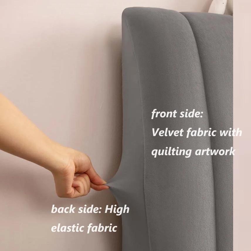 Housse de tête de lit matelassée en peluche tout compris, couverture de tête de lit en velours doux,