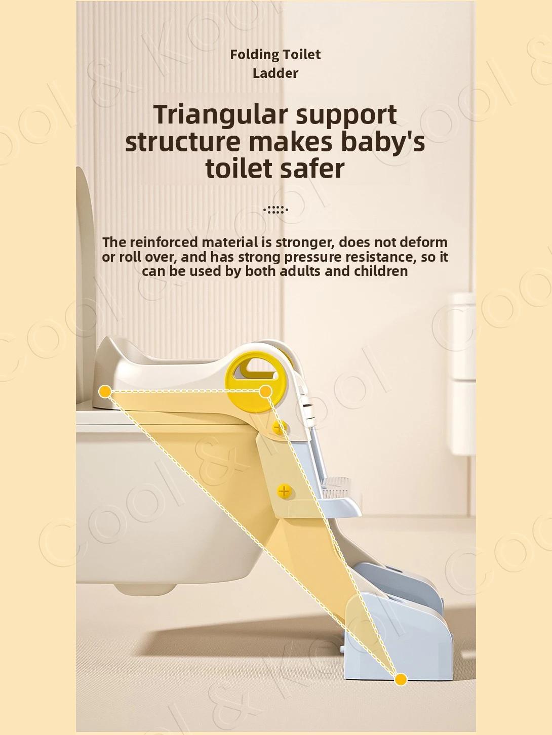 Siège d'apprentissage de la propreté 2-en-1 tout-en-un, marchepied de toilette pliable pour tout-pet