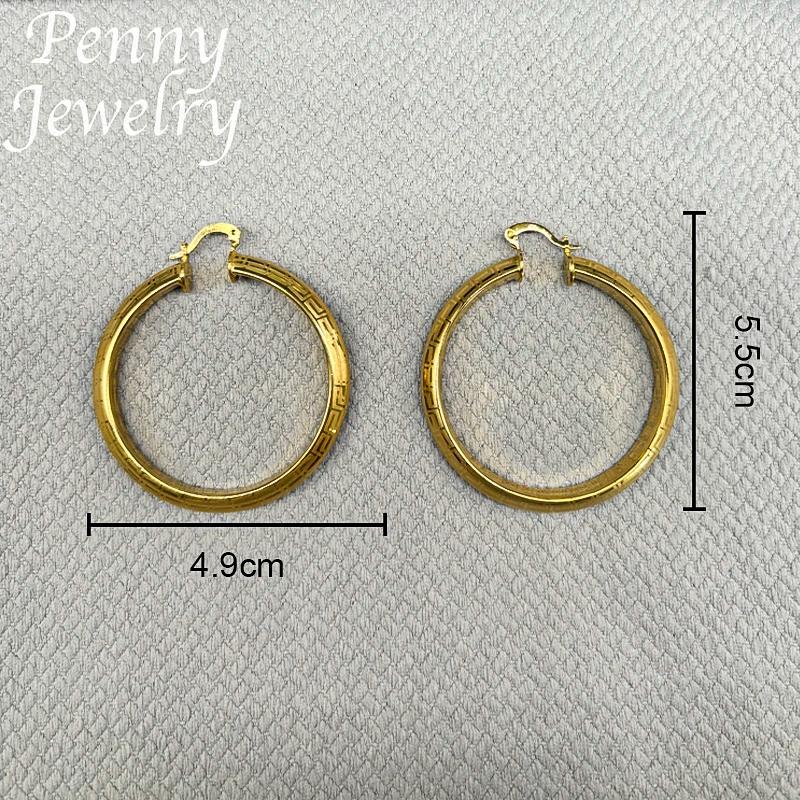 Grand rond plaqué or 18 carats boucles d'oreilles pour femmes cuivre Vintage cercle boucle d'oreille