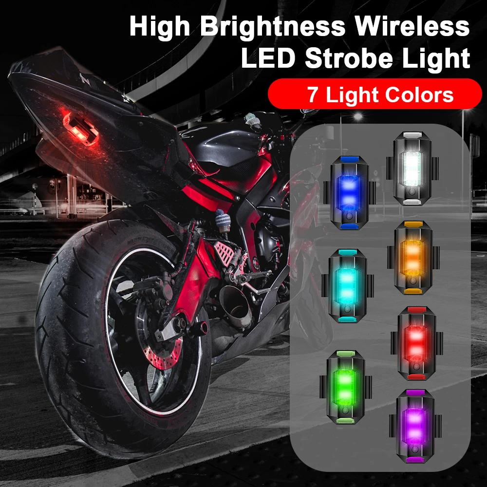 Lumières stroboscopiques universelles à LED pour moto, anti-collision, lumière iodée avec chargement