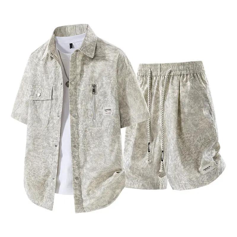 Ensemble chemise et Short à manches courtes pour hommes, décontracté, polyvalent, à la mode, Cool, t