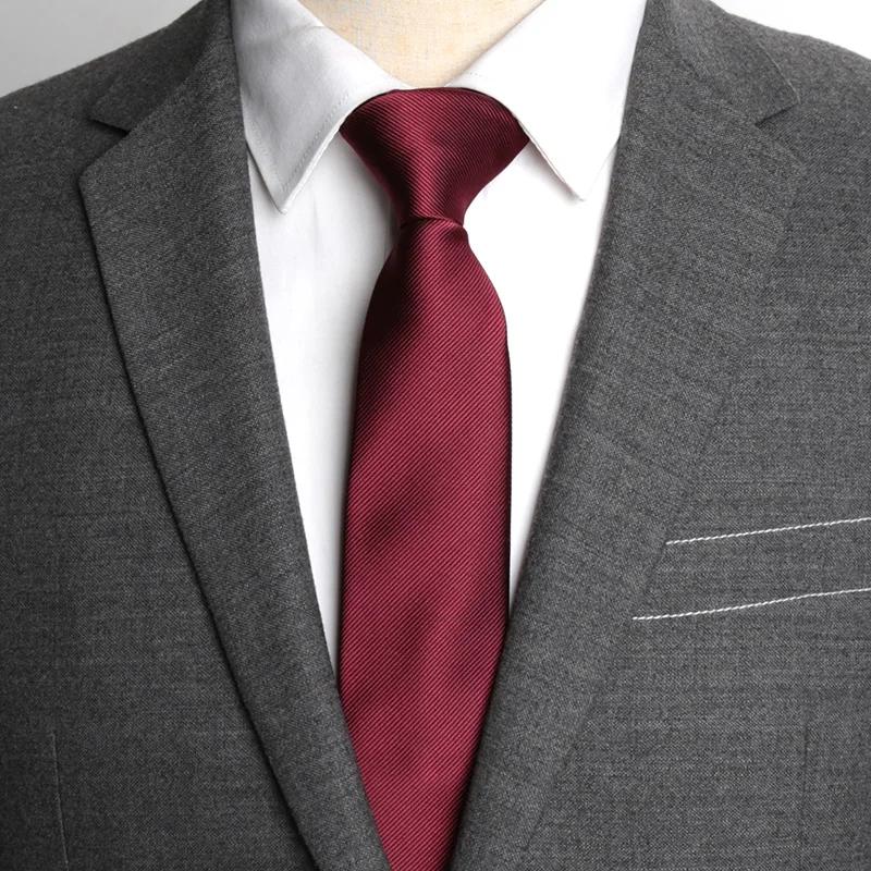 Cravate fine en Jacquard pour hommes d'affaires, cravate classique britannique de couleur unie, acce