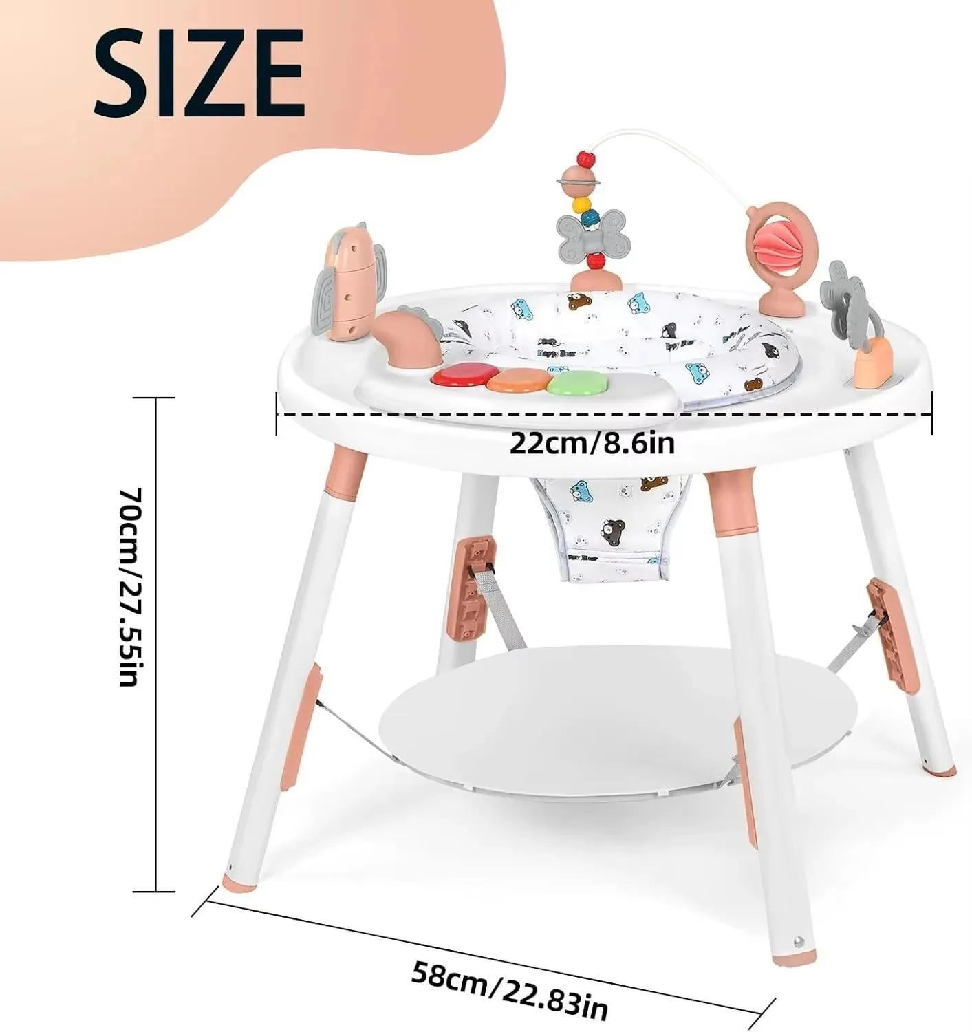 Centre d'activités et table sauteuse 3-en-1 pour bébé avec rotation à 360° °   Siège rotatif et joue