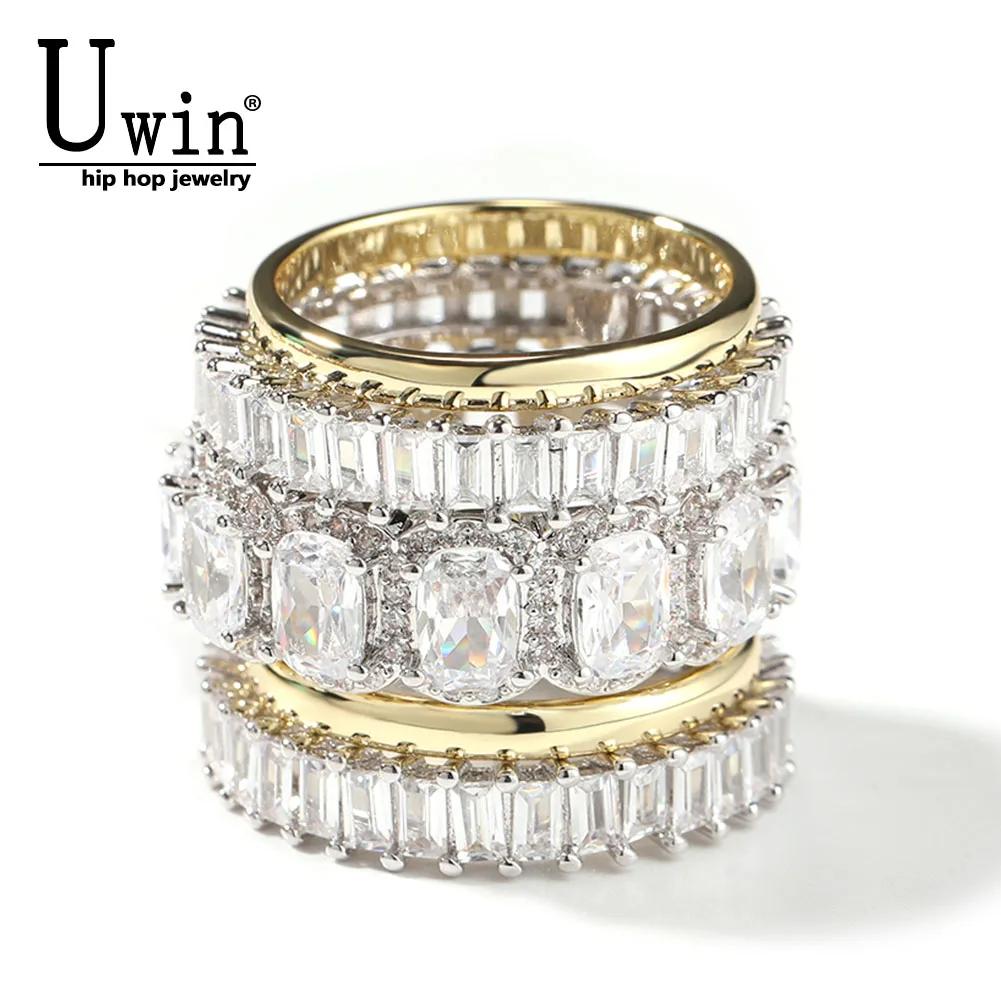 Uwin – ensemble de bagues Baguette pour femmes, 5 pièces, décalage entièrement glacé, nouveau, bijou