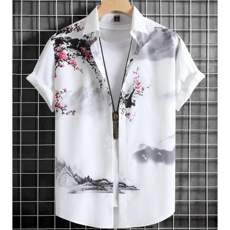 Chemise hawaïenne Simple surdimensionnée pour hommes, mode imprimée en 3d, haut rétro décontracté, v