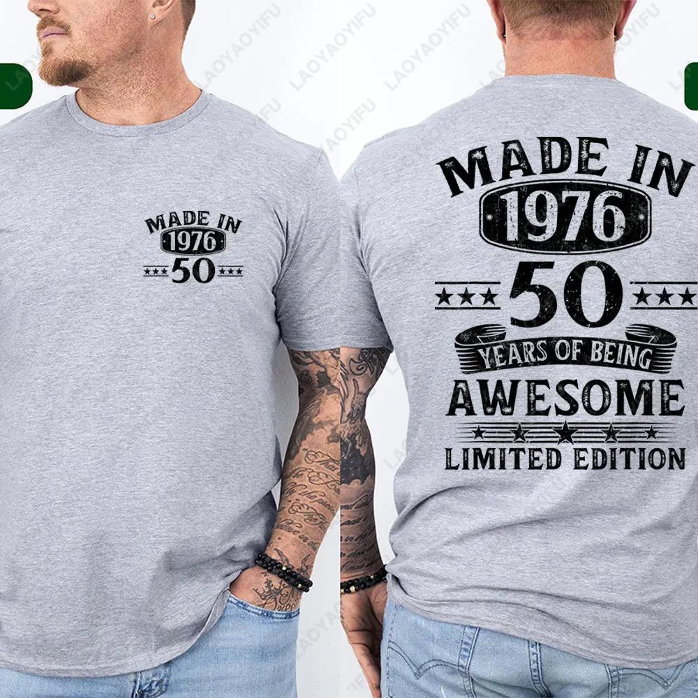 T-shirts graphiques pour hommes, imprimés recto-verso, édition limitée, fabriqués en 1976, 50 ans d'