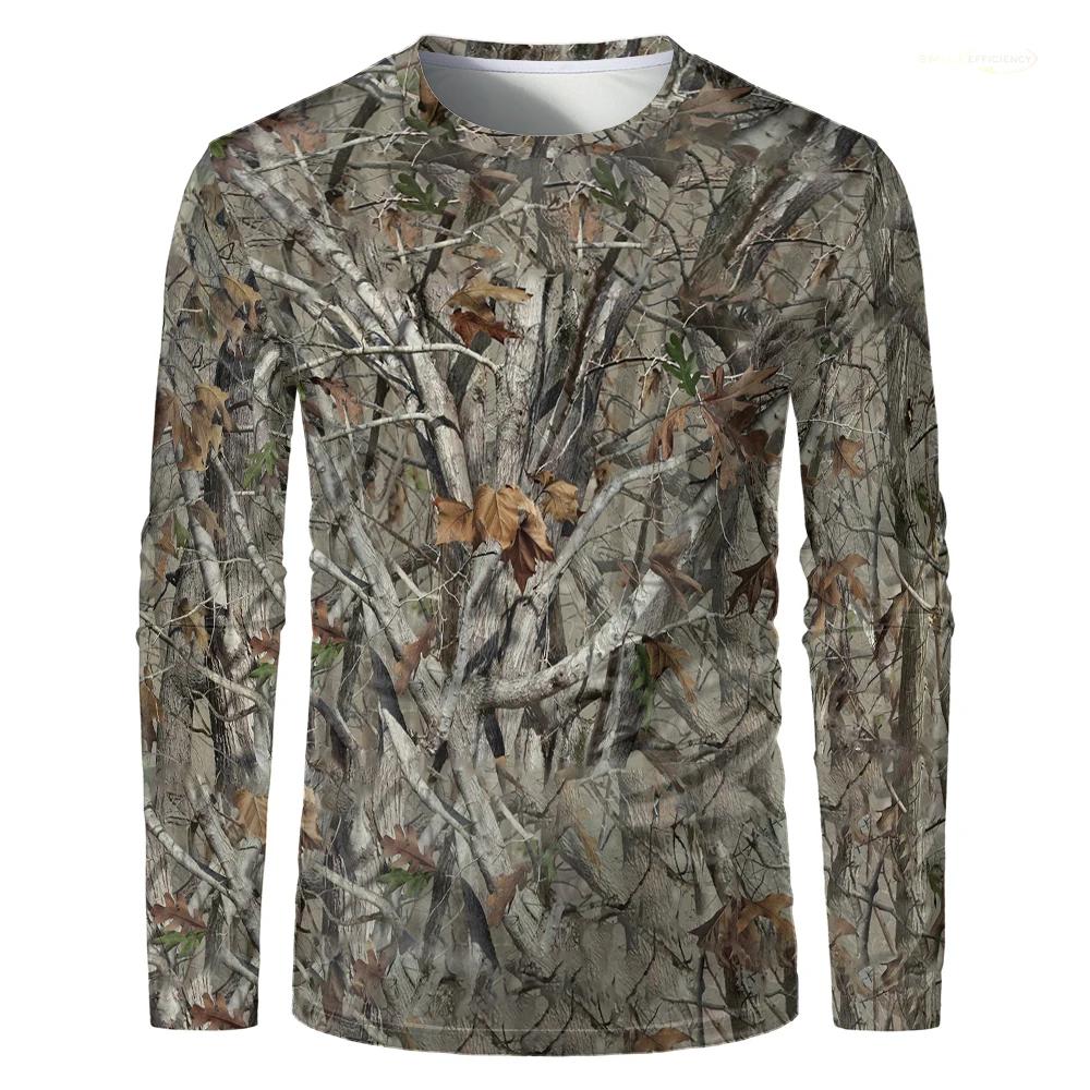 CamSolomon-T-shirt de chasse à manches longues imprimé forêt pour hommes, haut surdimensionné, entra