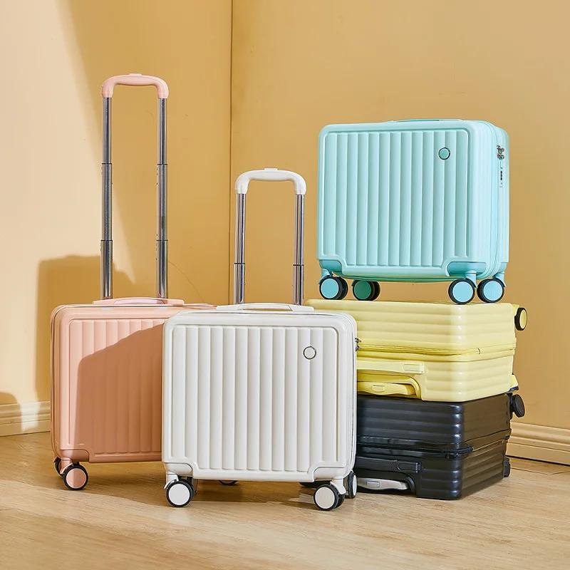 Valise de voyage de 18 pouces, jolie valise de compagnie aérienne, boîte à mot de passe, roue silenc