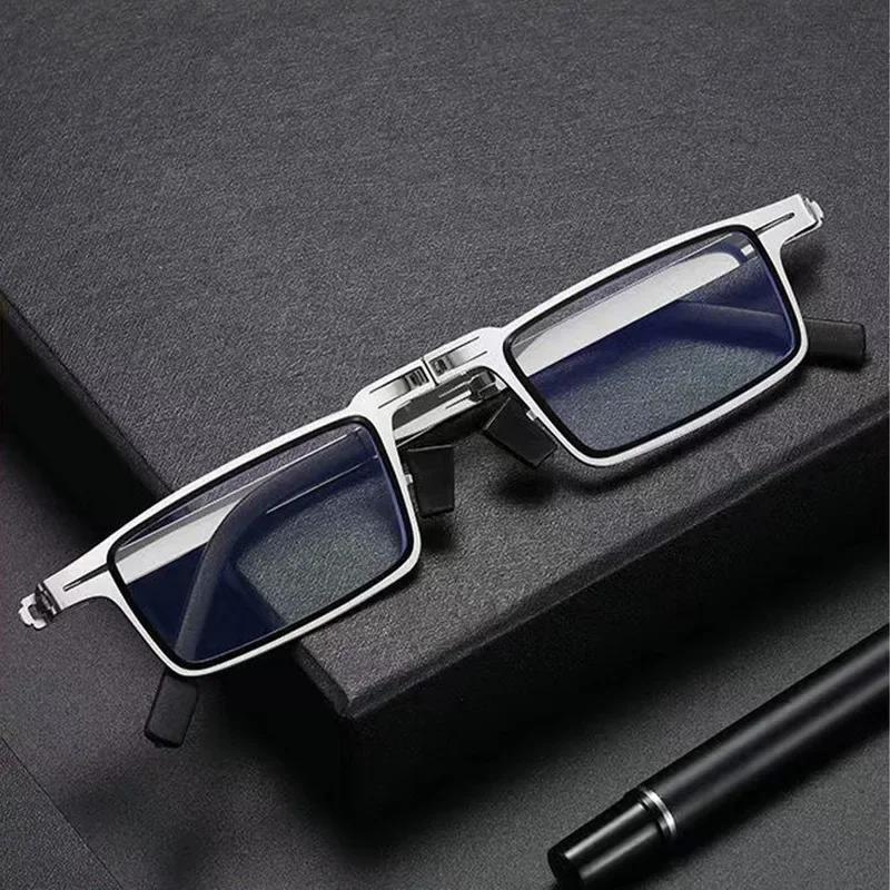 Lunettes de lecture pliantes anti-lumière bleue, confortables, monture complète en métal, pour homme