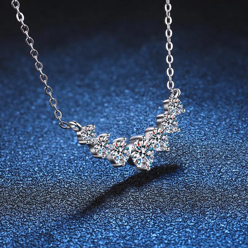 Collier Moissanite pour femme, bijoux fins de mariage avec certificats, plaqué argent Sterling 925, 