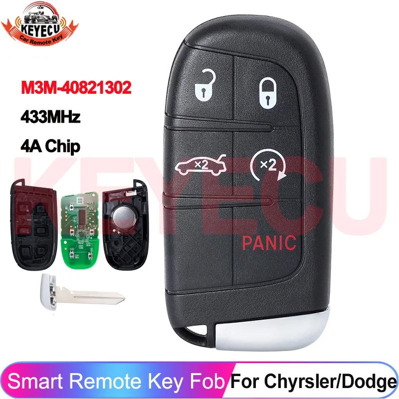 KEYECU 4/5 boutons 433MHz 4A puce PCF7953M pour Chrysler 200 300 Dodge chargeur Challenger 2019 + té