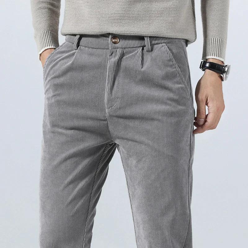 Pantalon décontracté en velours côtelé pour homme, collection Printemps-Automne 2026, coupe droite é