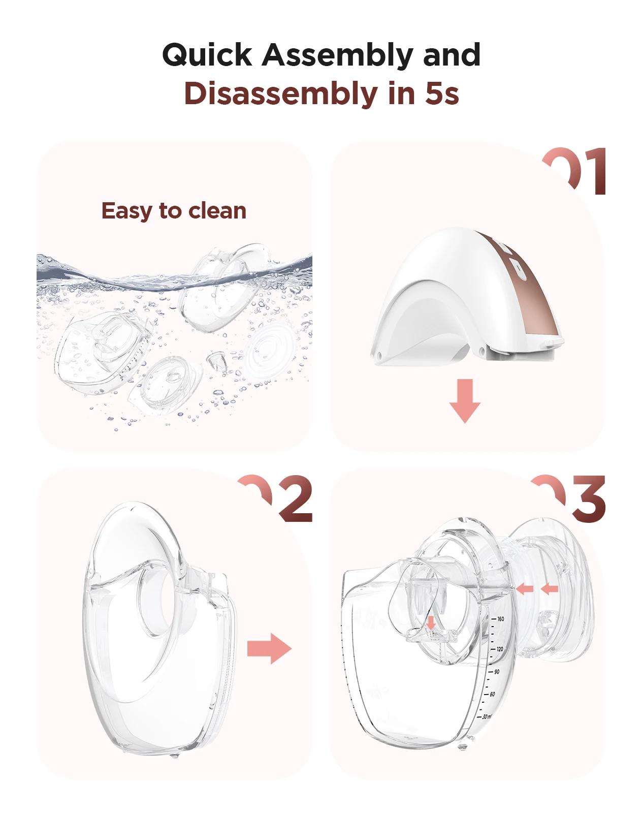 Tire-lait mains libres 3 modes et 12 niveaux tire-lait électrique, collecteur de lait indolore et sa