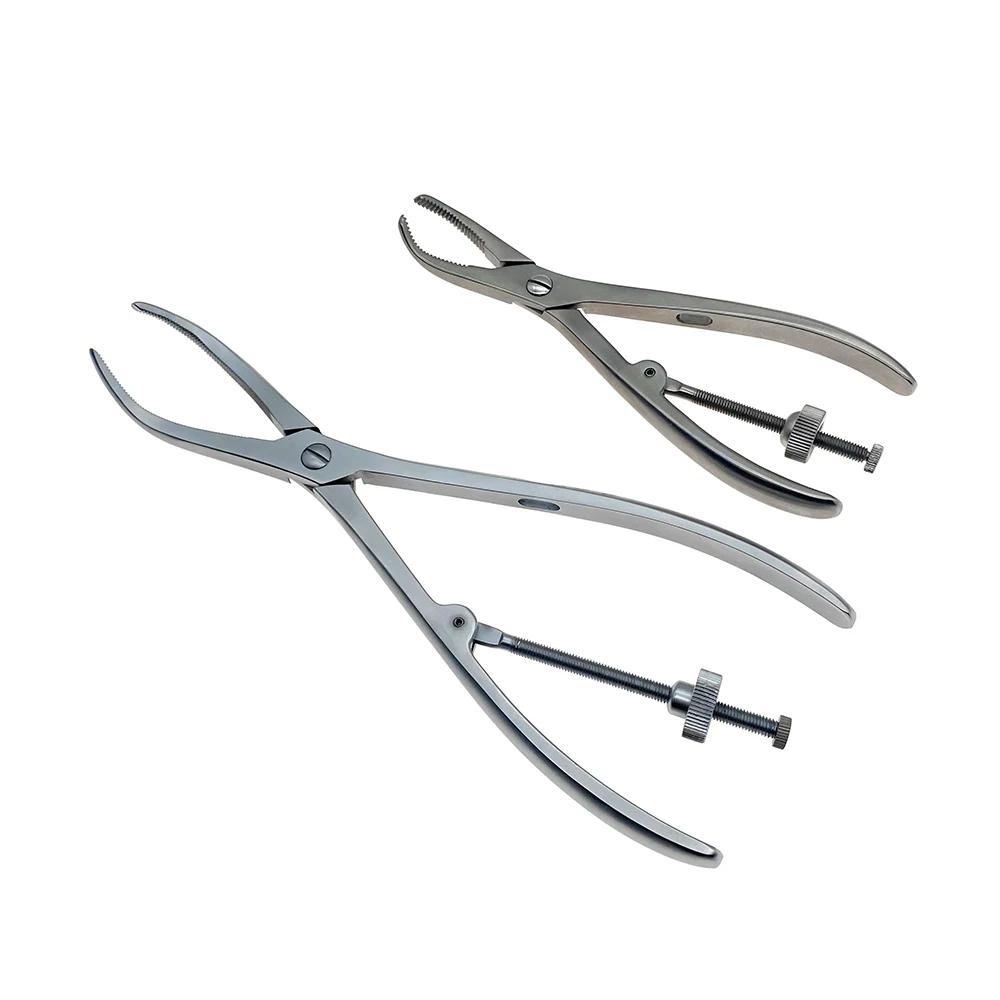 Pince de réduction osseuse supérieure/inférieure, mâchoires dentelées, instruments orthopédiques vét