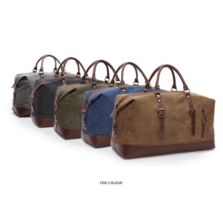 Sacs de voyage en toile et cuir pour hommes, bagages à main, sacs de sport, fourre-tout de voyage, g