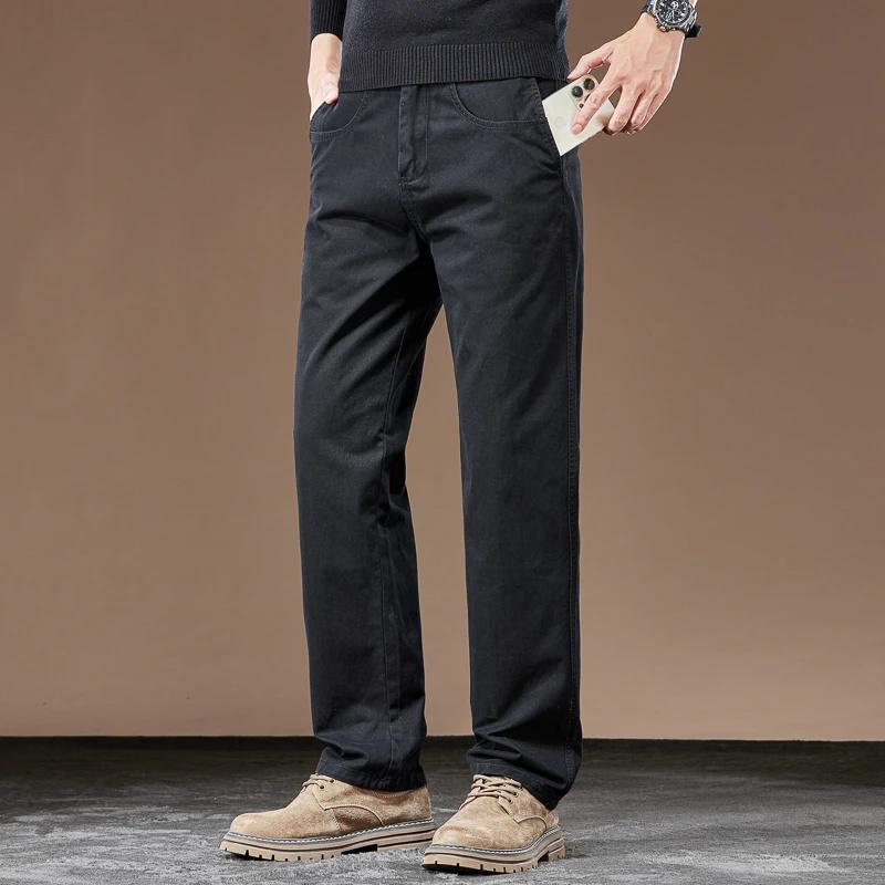 100% coton pantalons droits décontractés automne nouvelle mode ample confortable épaissi pantalons d