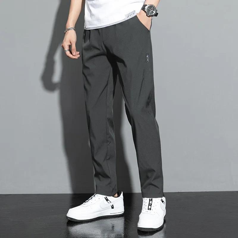 Pantalons pour hommes 2025 été nouveau noir gris mince affaires pantalons décontractés en plein air 
