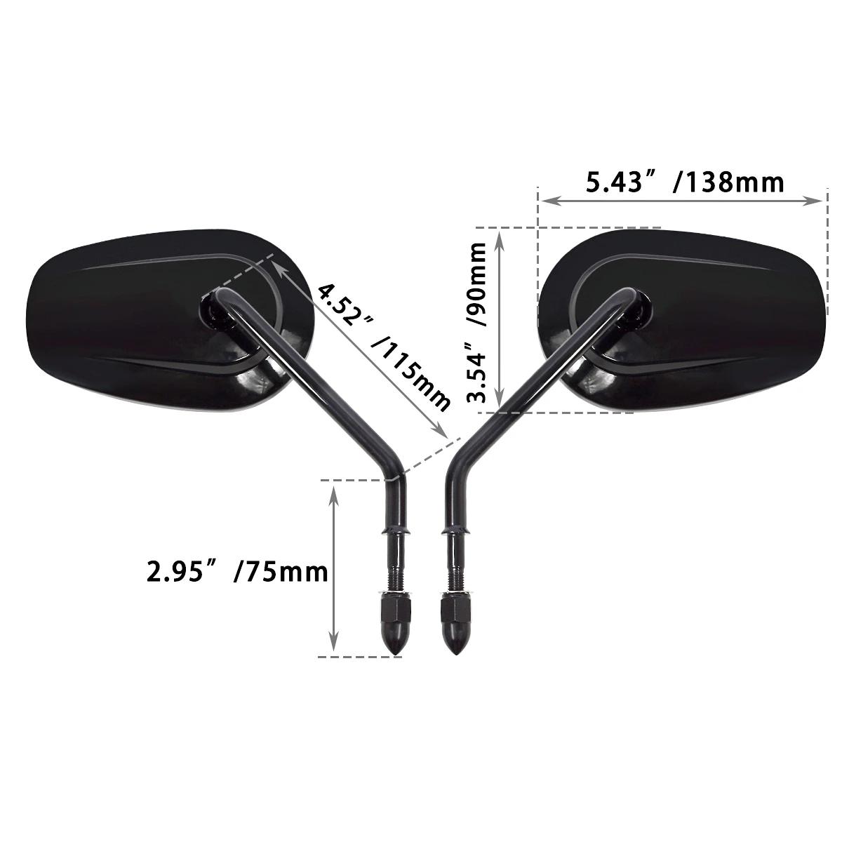Rétroviseurs latéraux 8mm pour motos Pour Harley Honda Davidson Road King Street Glide Fat Boy Sport
