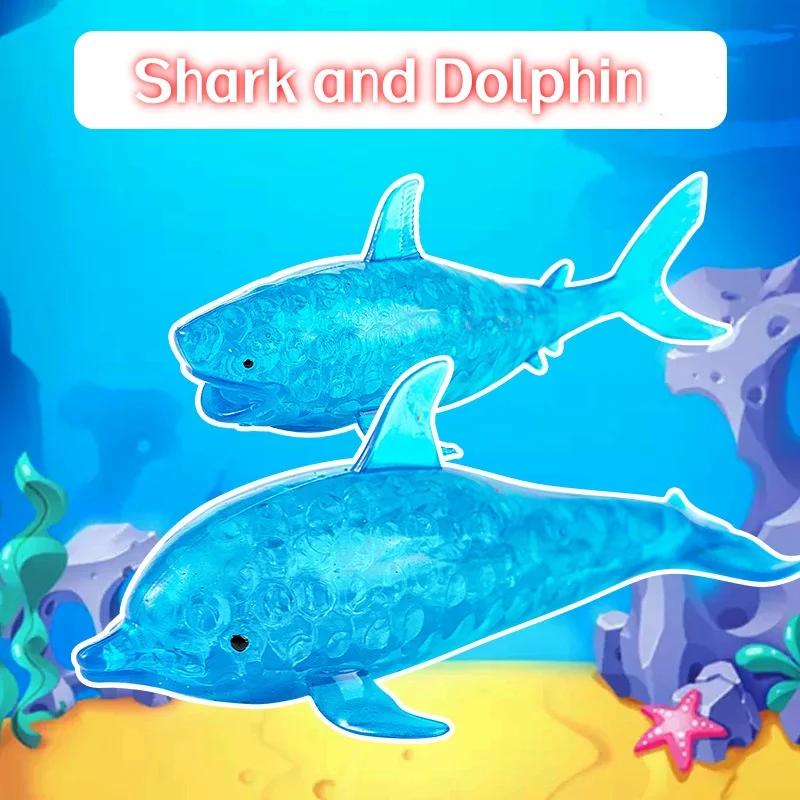 Balles anti-Stress Squishy Shark, balle à presser en forme de dauphin, extensible, Animal de mer, jo