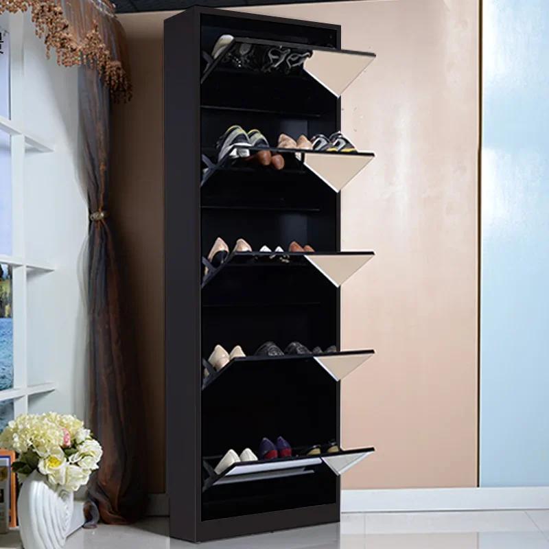 Armoire à chaussures de luxe légère, entrée ultra-mince, armoire d'angle seau à basculement extrêmem