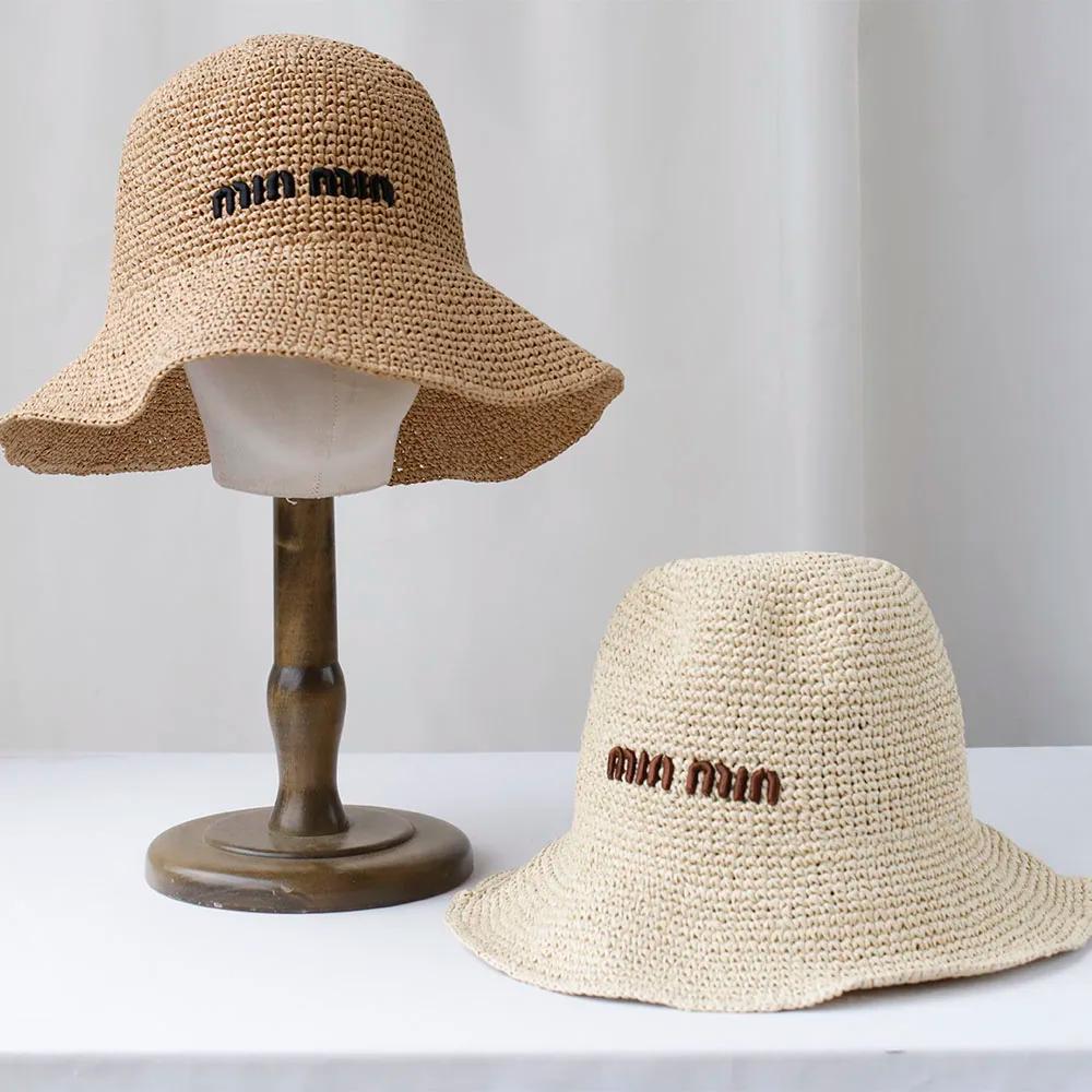 Nouvelles femmes Chapeau de soleil large bord chapeaux de plage femmes été Chapeau de paille pliable