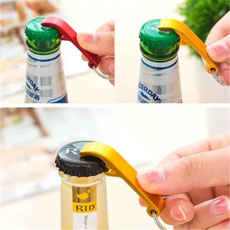 Ouvre-bouteille de bière portable en aluminium, porte-clés, poche 4 en 1, 5 couleurs, cadeaux de fêt