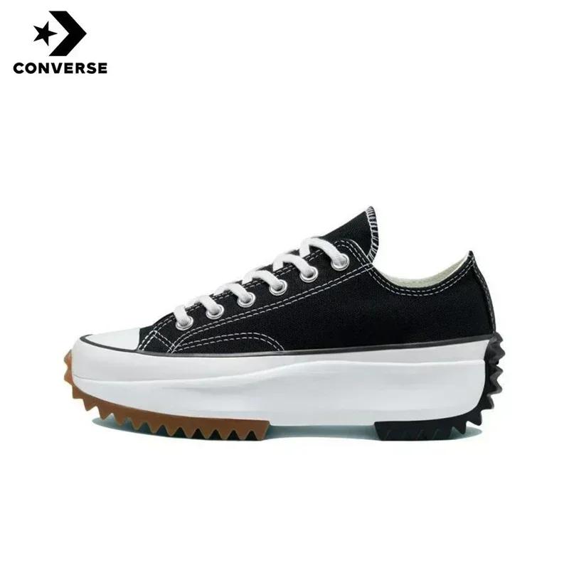 Nouvelles baskets Converse Run Star Hike en toile noire et blanche pour femmes, plateforme, 2026