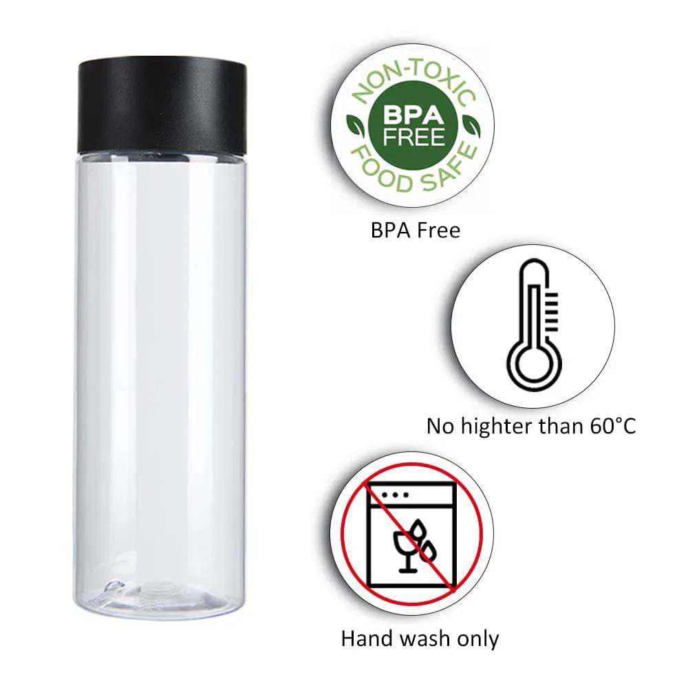 Paquet de 24 bouteilles de jus en plastique PET transparent de 10OZ avec couvercles noirs, bouteille