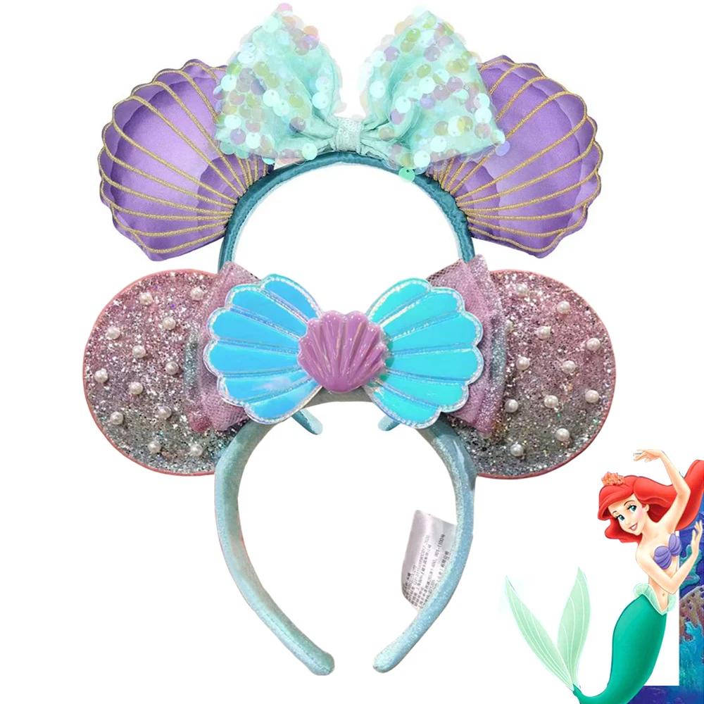 Disney Mickey Minnie Mouse oreilles bandeau pour filles adultes sirène coquille arc bandeau Festival