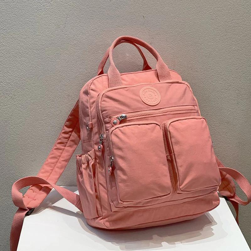 Sac à dos imperméable en Nylon pour femmes, poignée souple, solide, multi-poches, fermeture éclair, 