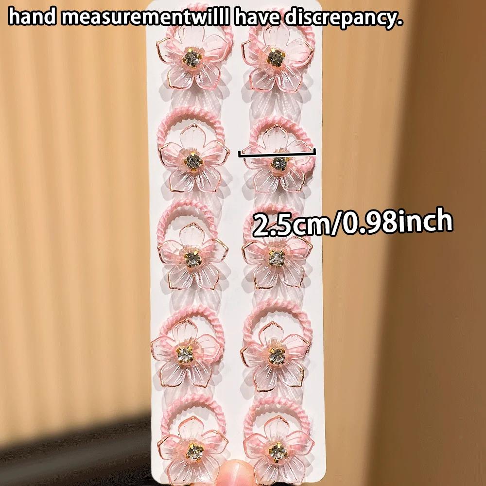 Bandes de cheveux élastiques pour filles, 10 pièces, avec strass et décorations florales, attaches d