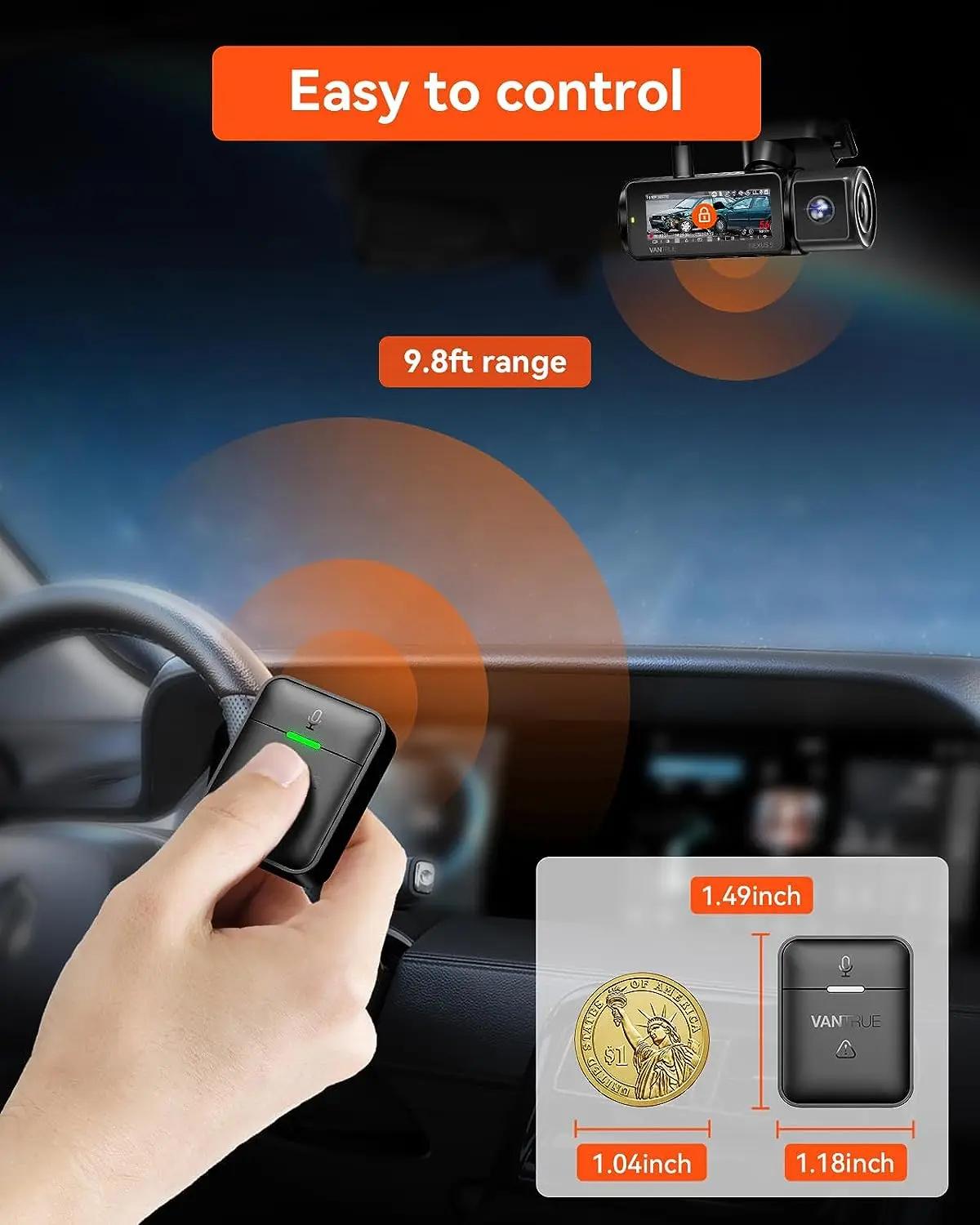 Vantrue-Télécommande sans fil avec verrouillage rigour, portée de 9,8 pieds, audio instantané, Vanes