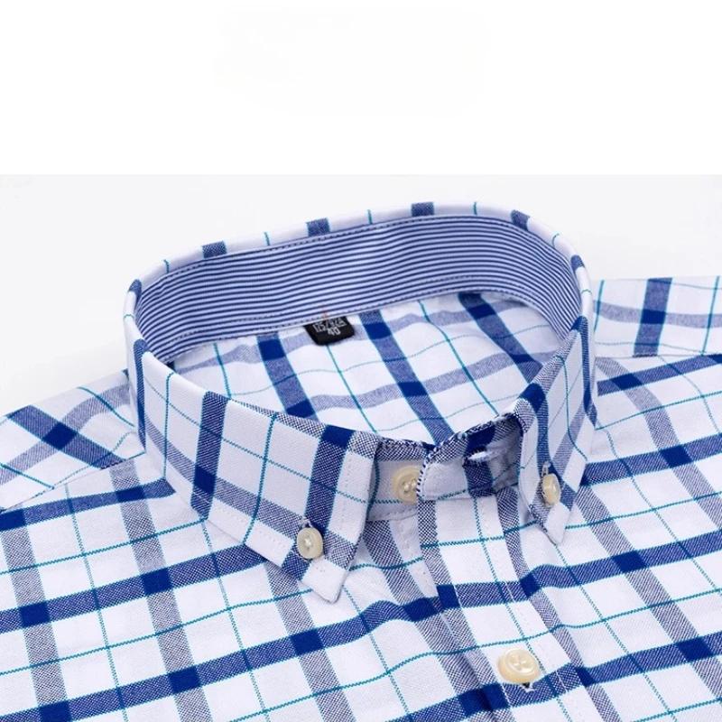 Chemise classique à manches courtes pour hommes, 7XL, 100% coton Oxford, chemise décontractée à rayu