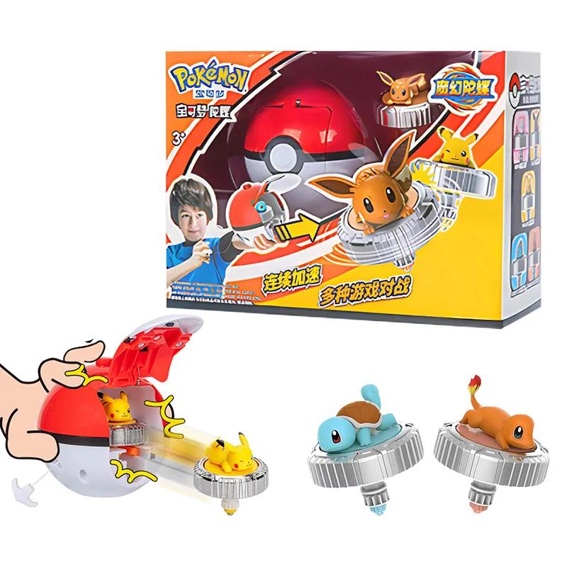 Pokemon Spinning Top Action Figure Set, Pikachu, Charmander, SLaura, Tle Mew, Eevee, Elf Ball, pouve